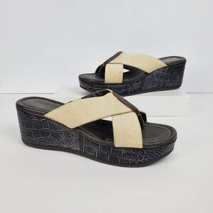 Donald J Pliner Shina Slip-On Slide-On Platform Wedge Sandals Size 8M